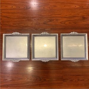 3 pcs 10"x10 Square Embossed RimCharger Plates Wedding Party Decorations Silver